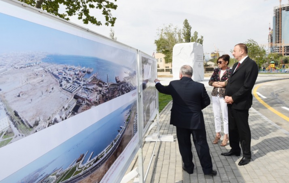 President Ilham Aliyev attended the opening of a highway which lays parallel to the seaside road in the Nobel Brothers Avenue in Baku VIDEO