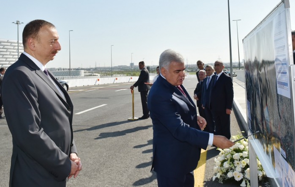 President Ilham Aliyev attended the opening of the road and transport infrastructure built around the Baku Olympic Stadium VIDEO