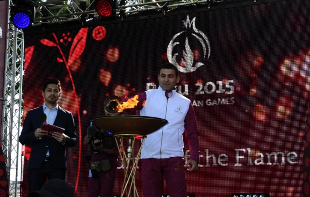 Flame of European Games arrives in Goychay VIDEO