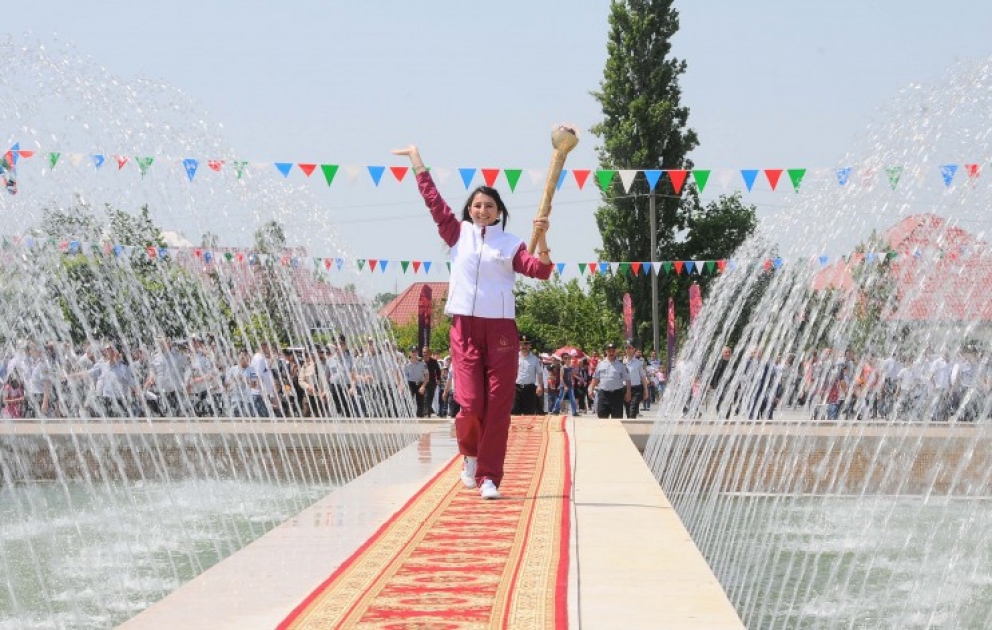 Ağdaş ilk Avropa Oyunlarının məşəl estafetini qəbul etdi VİDEO