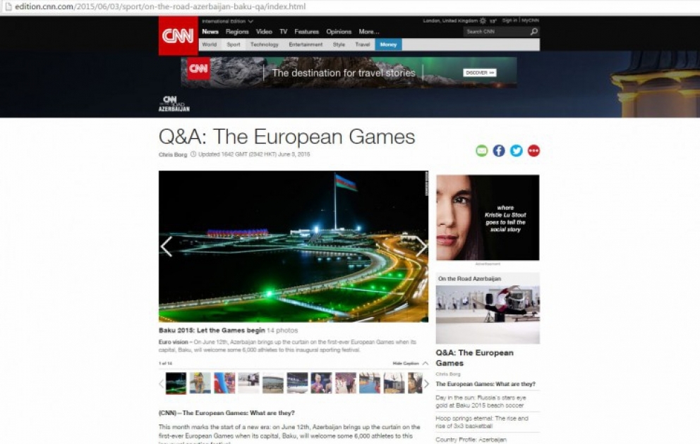 Le site de la chaîne CNN a publié un article sur les premiers Jeux Européens VIDEO
