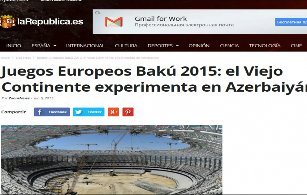 İspaniyanın “La Republica” qəzetində birinci Avropa Oyunları ərəfəsində Azərbaycana qarşı qərəzli mövqe barədə məqalə dərc olunub VİDEO