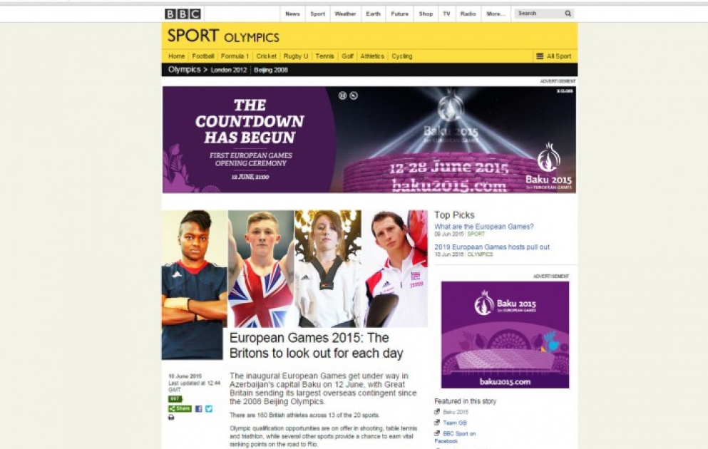 “BBC-Sport”: Britaniyalı idmançılar Oyunları səbirsizliklə gözləyirlər VİDEO