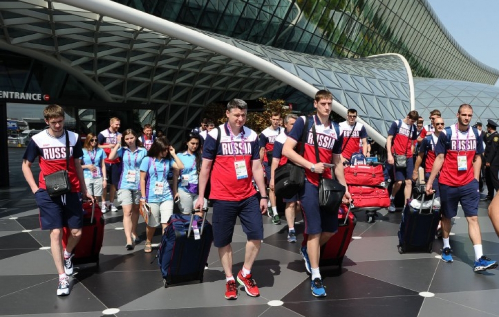 Russian athletes arrive in Baku to take part in the first European Games VIDEO