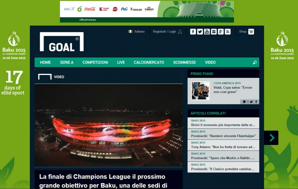 İtaliyanın “Goal” saytı: İdmanın gələcək paytaxtı - Bakı VİDEO