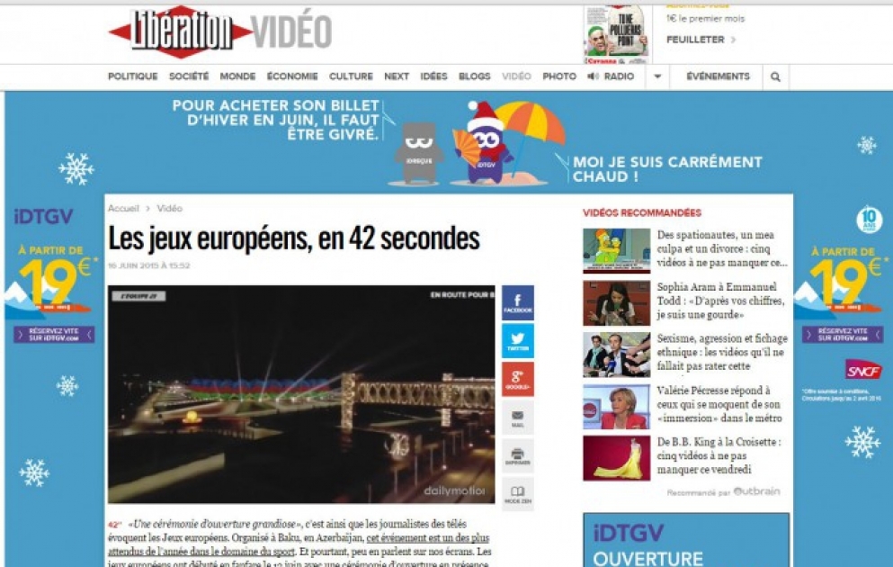 Auf der französischen Website „liberation.fr“ ein Bericht über die ersten Europaspiele platziert VIDEO