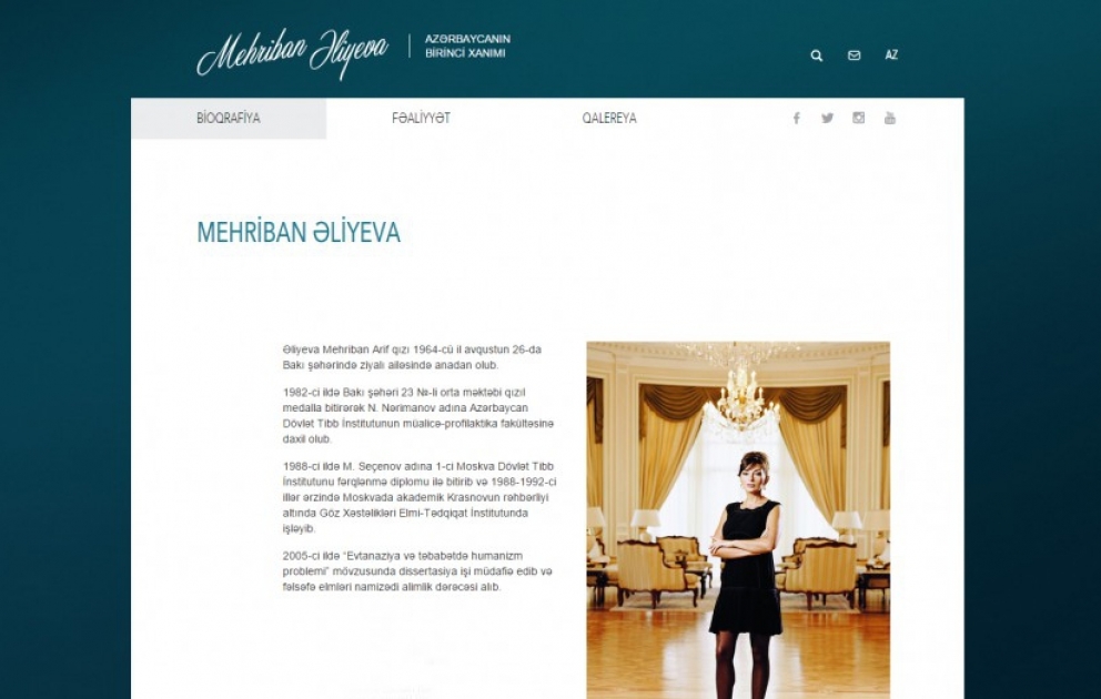 Azerbaijani first lady Mehriban Aliyeva`s website comes in new design VIDEO