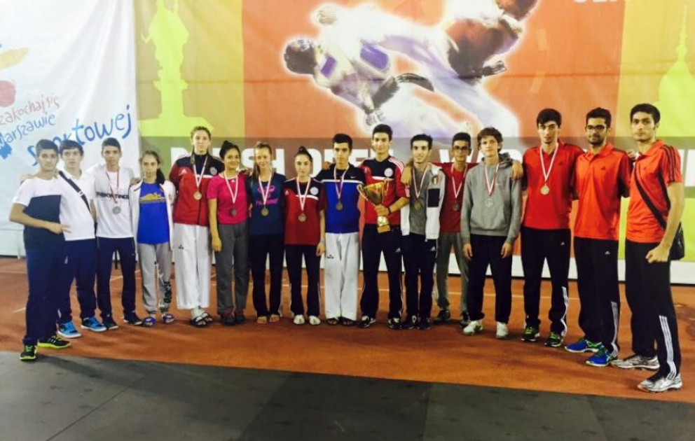 Azerbaijani taekwondo fighters grab 16 medals at Polish Open 2015 tournament VIDEO