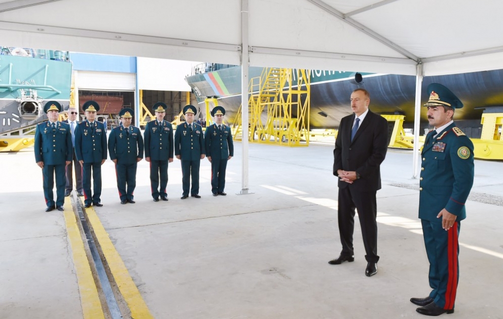 President Ilham Aliyev reviewed a new border guard ship of the Coast Guard of the State Border Service VIDEO