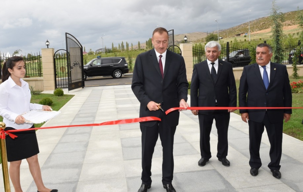 President Ilham Aliyev attended the opening of the new administrative building of Aghsu District branch of New Azerbaijan Party VIDEO