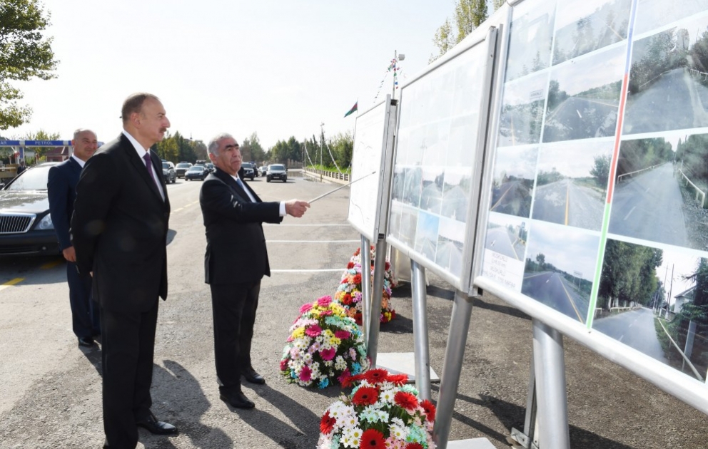 President Ilham Aliyev attended the opening of Goychay-Ujar highway VIDEO
