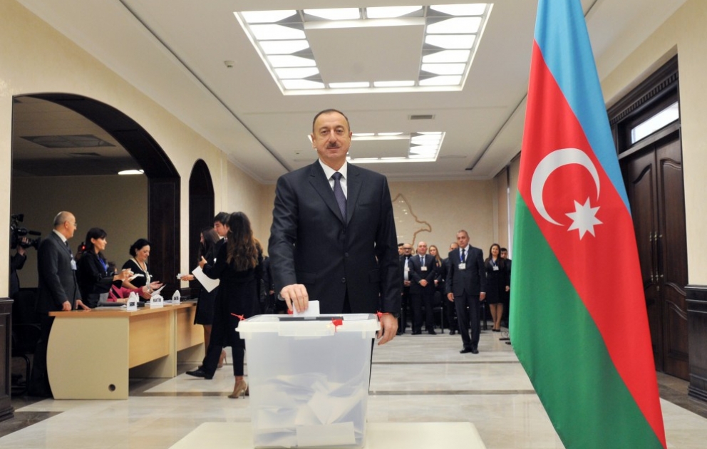 President Ilham Aliyev voted at polling station No 6 VIDEO