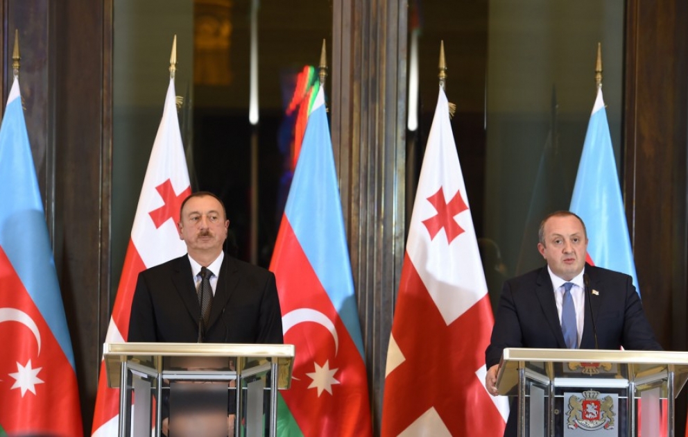 Déclaration conjointe du président Ilham Aliyev avec son homologue géorgien Guiorgui Margvelachvili VIDEO
