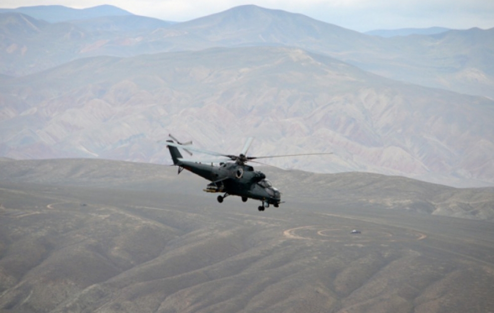 Azerbaijani attack helicopters carry out tactical training flights VIDEO