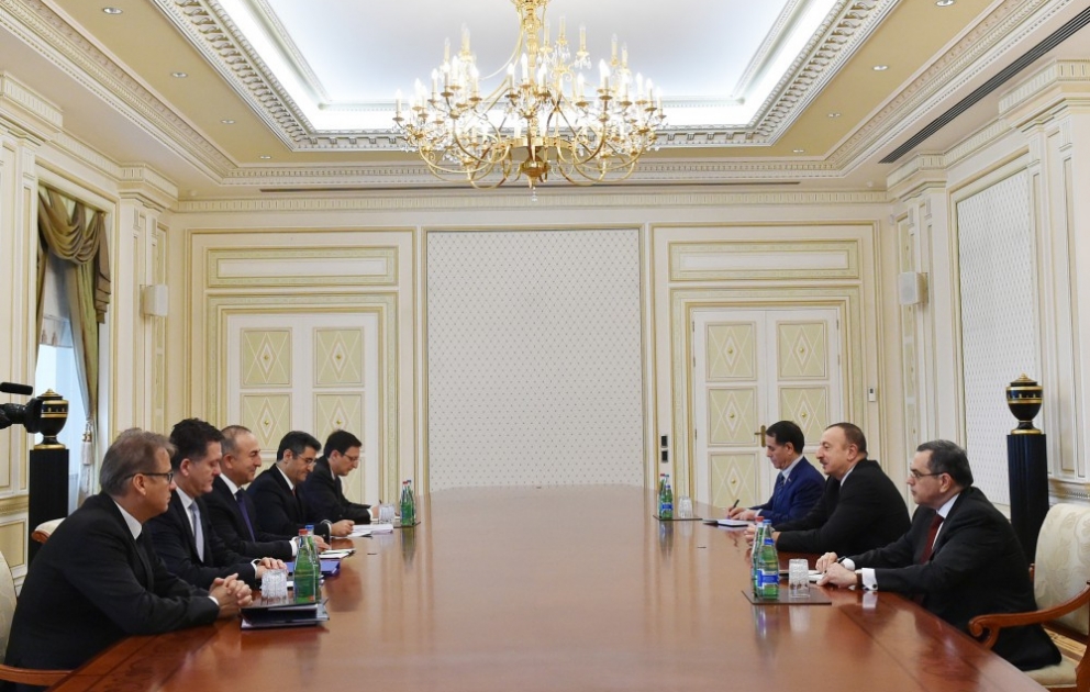 President Ilham Aliyev received a delegation led by the Turkish Foreign Affairs Minister VIDEO