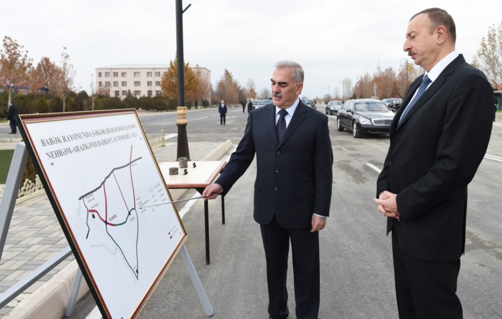 President Ilham Aliyev attended the opening of the Shakarabad-Babek settlement-Nehram-Arazkend ring road after reconstruction VIDEO