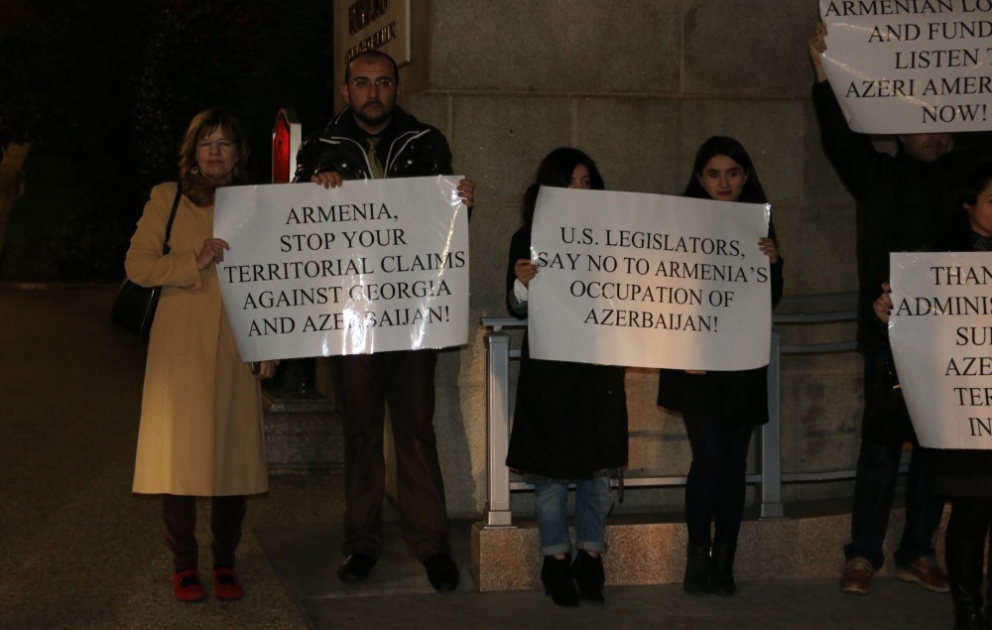 Vaşinqtonda erməni işğalına qarşı etiraz aksiyası keçirilib VİDEO