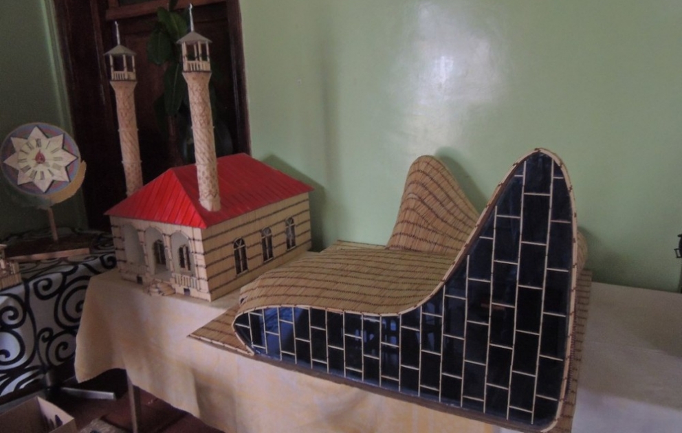 Ağdamlı gəncin kibrit çöplərindən yeni əl işləri VİDEO