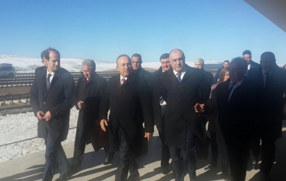 Xarici işlər nazirləri Bakı-Tbilisi-Qars dəmir yolu xəttinə baxış keçiriblər VİDEO