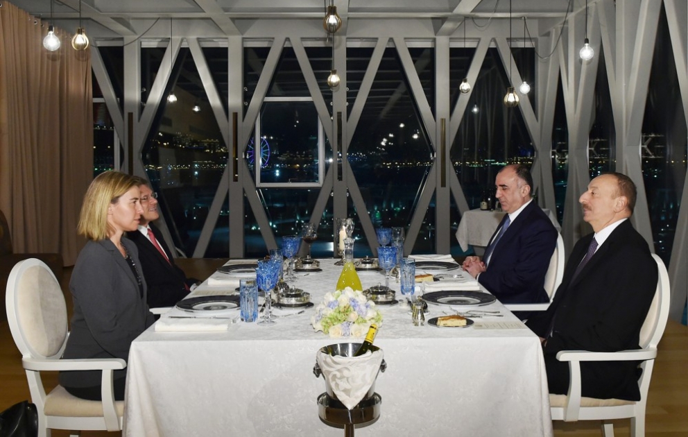 President Ilham Aliyev hosted official dinner in honor of EU High Representative VIDEO
