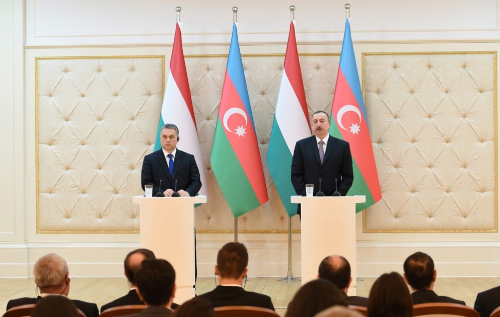 Gemeinsame Pressekonferenz von Aserbaidschans Präsident Ilham Aliyev und dem ungarischen Premierminister Viktor Orban VIDEO