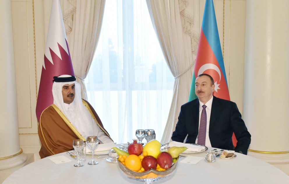 President Ilham Aliyev hosted a dinner reception in honor of the Emir of Qatar VIDEO
