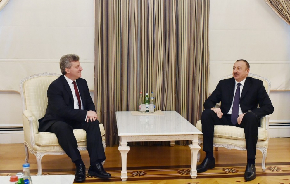 Президент Азербайджана Ильхам Алиев встретился с Президентом Македонии Георге Ивановым ВИДЕО