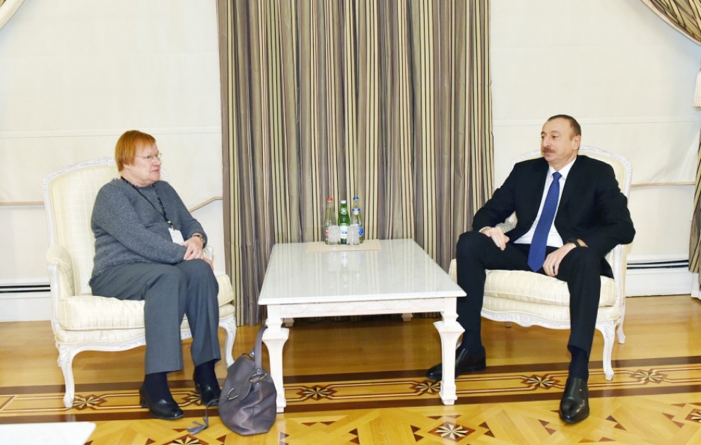 President Ilham Aliyev received former President of Finland Tarja Halonen VIDEO