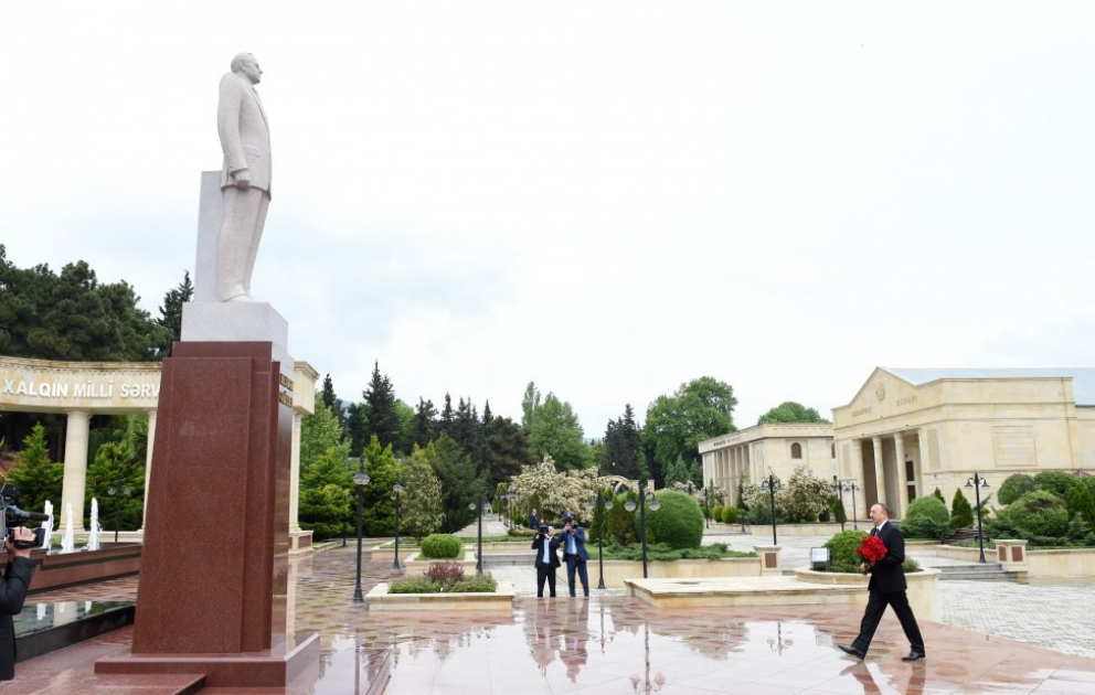 President Ilham Aliyev arrived in Aghsu district for a visit VIDEO