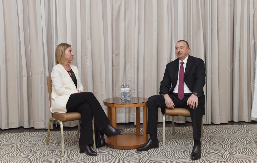 Встреча Президента Ильхама Алиева с верховным представителем Европейского Союза в Вене ВИДЕО