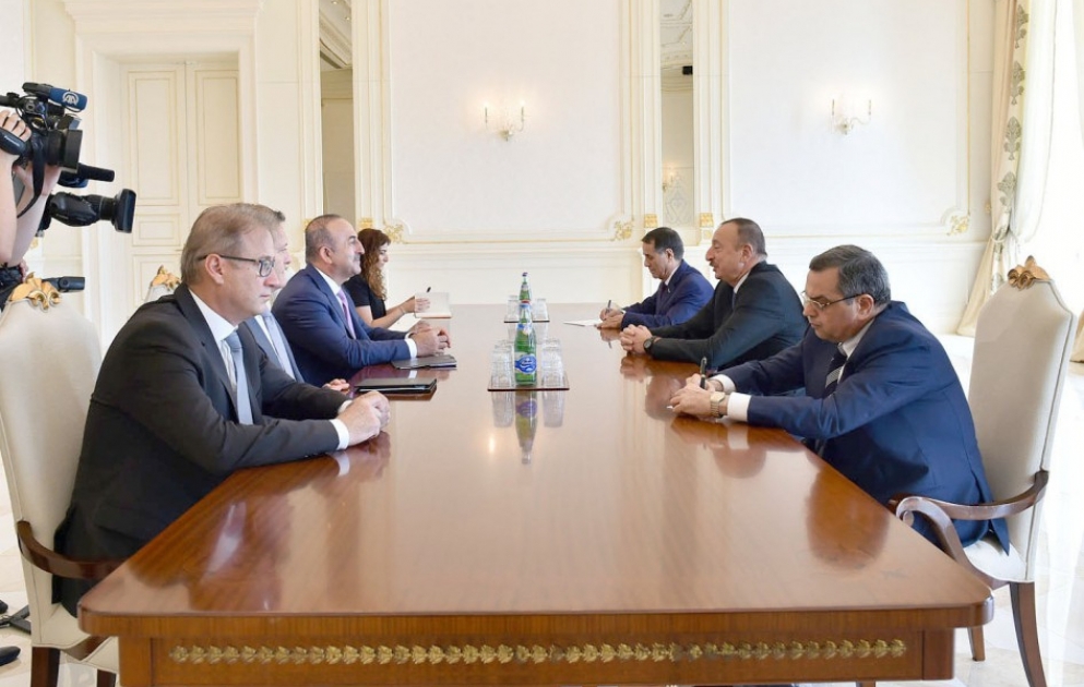 President Ilham Aliyev received delegation led by Turkish Foreign Minister VIDEO