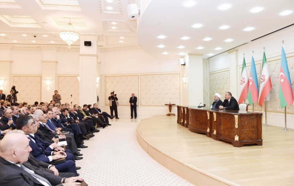Azerbaijani and Iranian presidents made statements for the press VIDEO