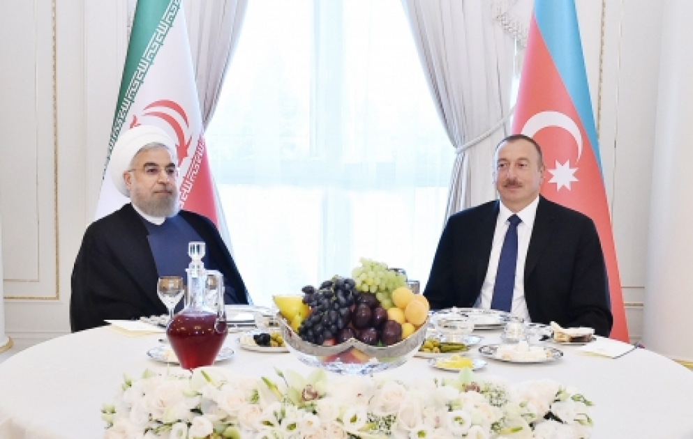 Dinner reception was hosted on behalf of President Ilham Aliyev in honor of Iranian President VIDEO