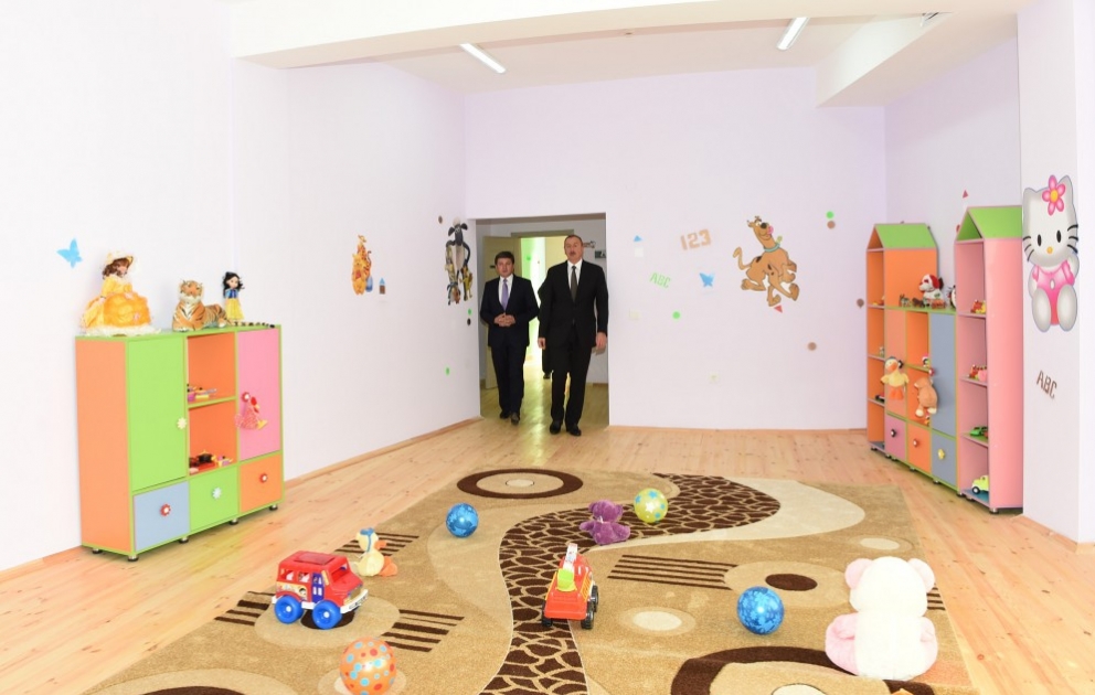 Auf Initiative der Heydar Aliyev Stiftung eröffnet sich in Gabala neuer Kindegarten VIDEO
