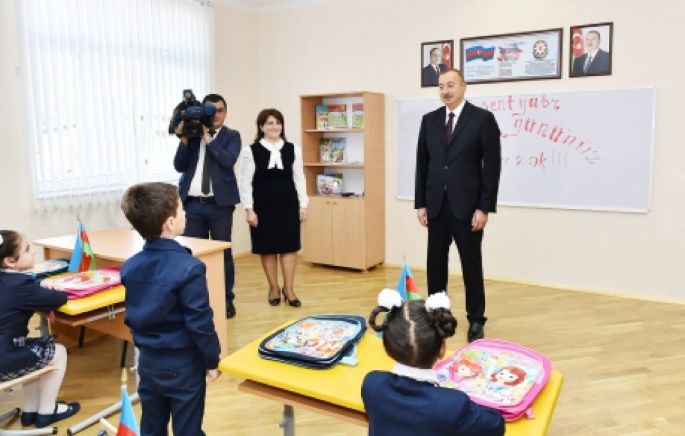 Präsident Ilham Aliyev weiht neues Gebäude der Schule Nr. 311 ein VIDEO