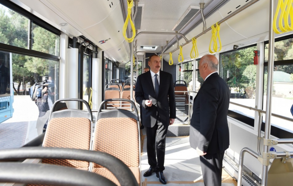 Sumqayıtda yeni sərnişin avtobusları ilə tanışlıq VİDEO