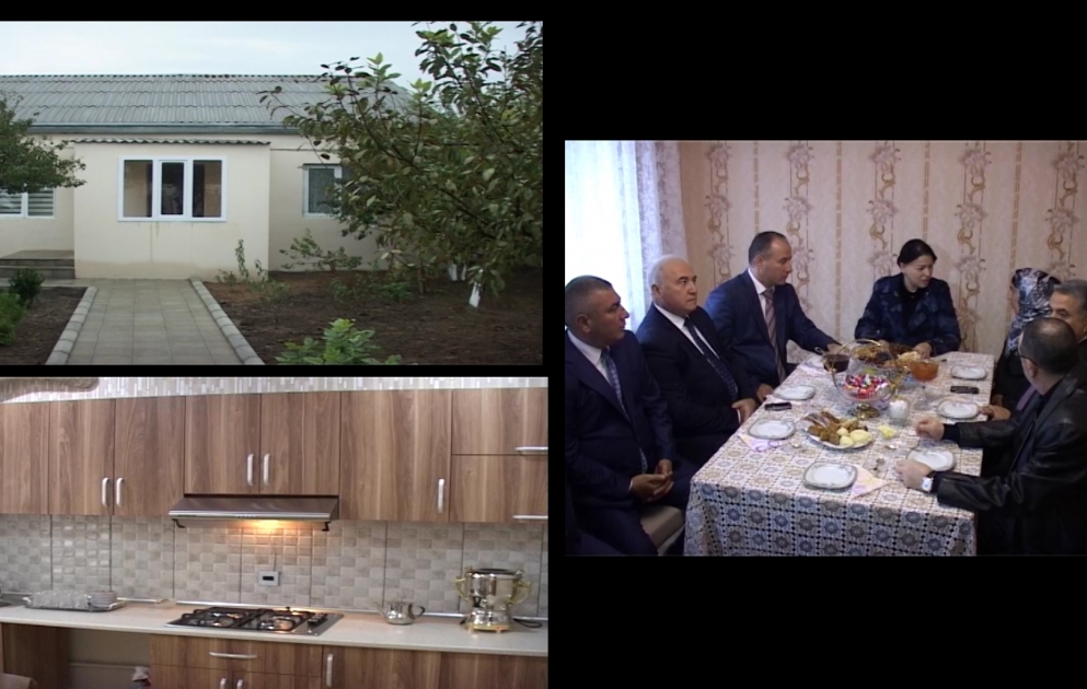 Abşeron rayonunda şəhid ailəsi fərdi evlə təmin olunub VİDEO
