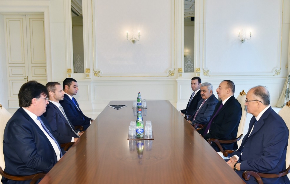 President Ilham Aliyev received delegation led by UEFA President VIDEO