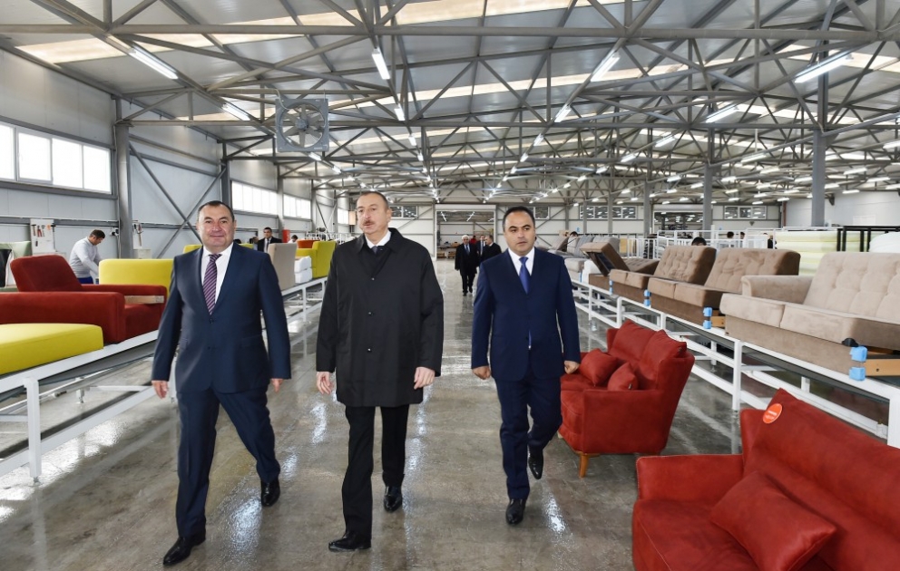 Prezident İlham Əliyev Ağstafada “Modern” mebel fabrikinin açılışında iştirak edib VİDEO