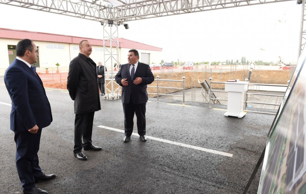 President Ilham Aliyev laid foundation of granary of Aghstafa grain processing and flour products plant VIDEO