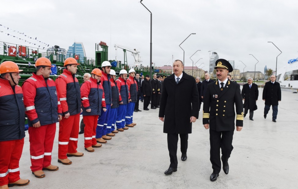 Le président Ilham Aliyev présent à la cérémonie de mise en exploitation des nouveaux navires VIDEO