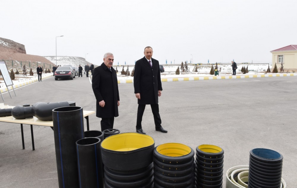 President Ilham Aliyev attended ceremony to launch drinking water supply and sewage systems in Julfa district center and surrounding villages VIDEO