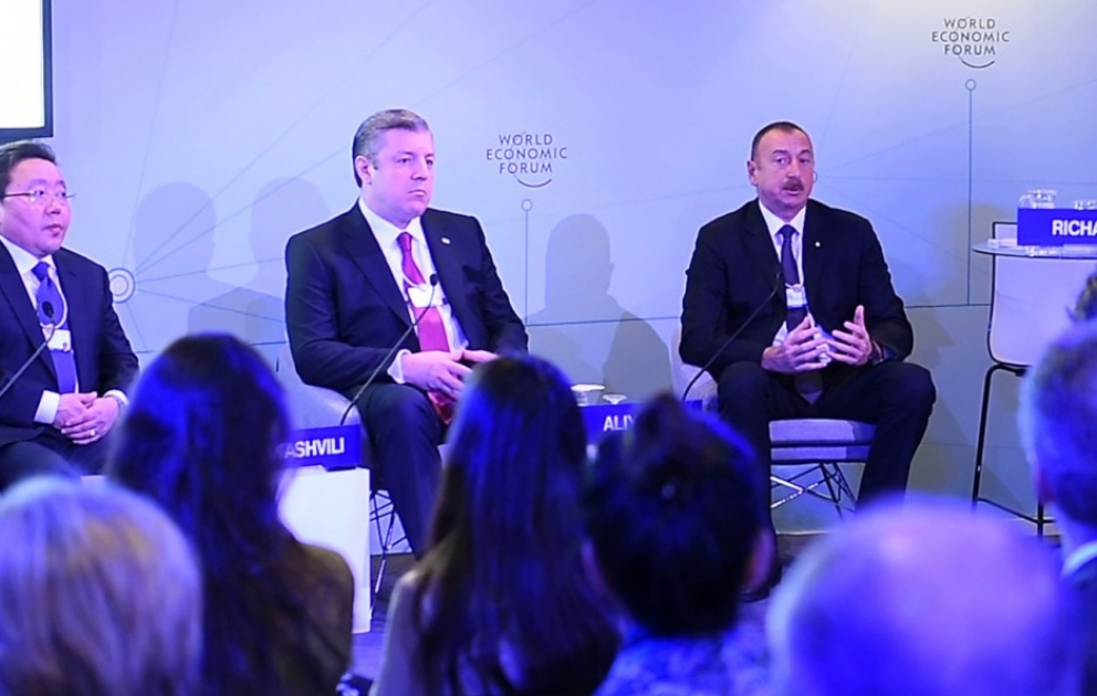 President Ilham Aliyev attended interactive session "The Silk Road Effect" in Davos VIDEO