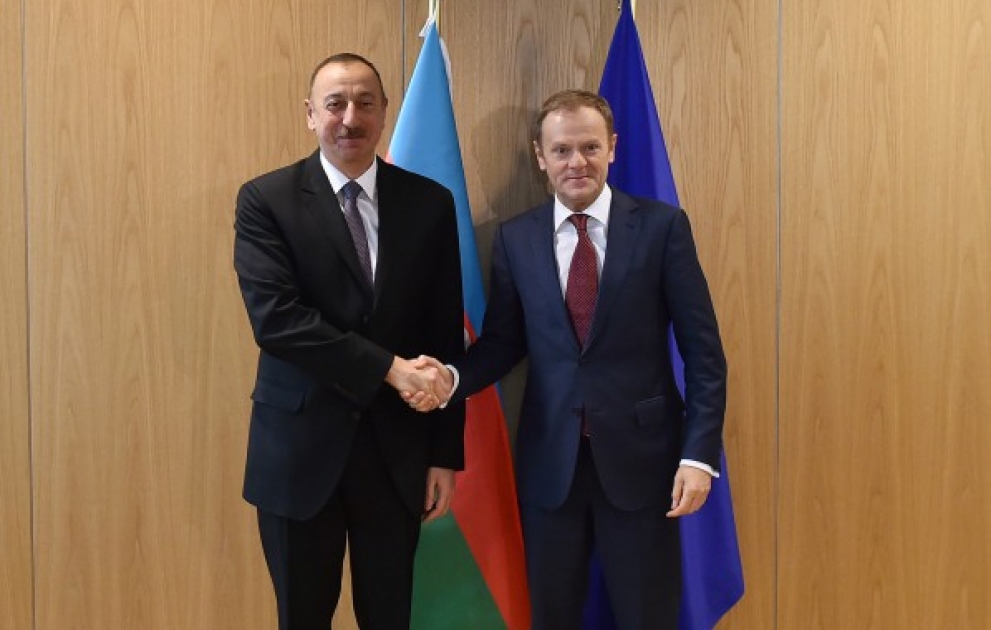 President Ilham Aliyev and President of European Council Donald Tusk made joint press statements VIDEO
