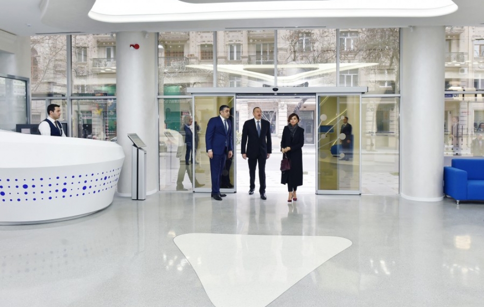 President Ilham Aliyev attended opening of new service center at branch of Post Office No.1 in Baku VIDEO