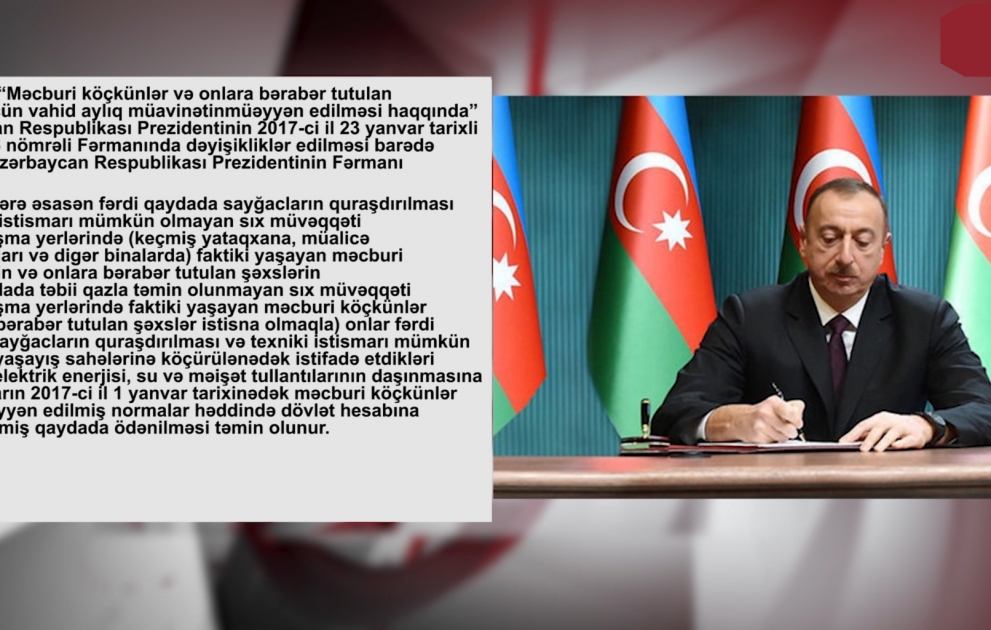 Azərbaycan Prezidenti məcburi köçkünlərlə bağlı Fərmana dəyişikliklər edib VİDEO