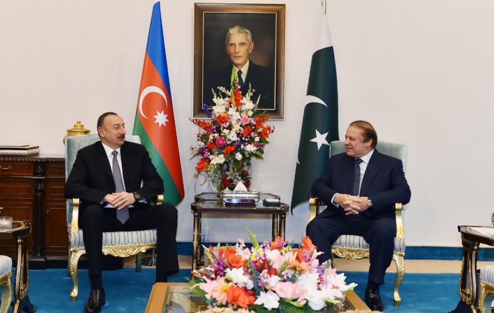 Azərbaycan Prezidenti İlham Əliyev Pakistanın Baş naziri Məhəmməd Nəvaz Şərif ilə görüşüb YENİLƏNİB VİDEO