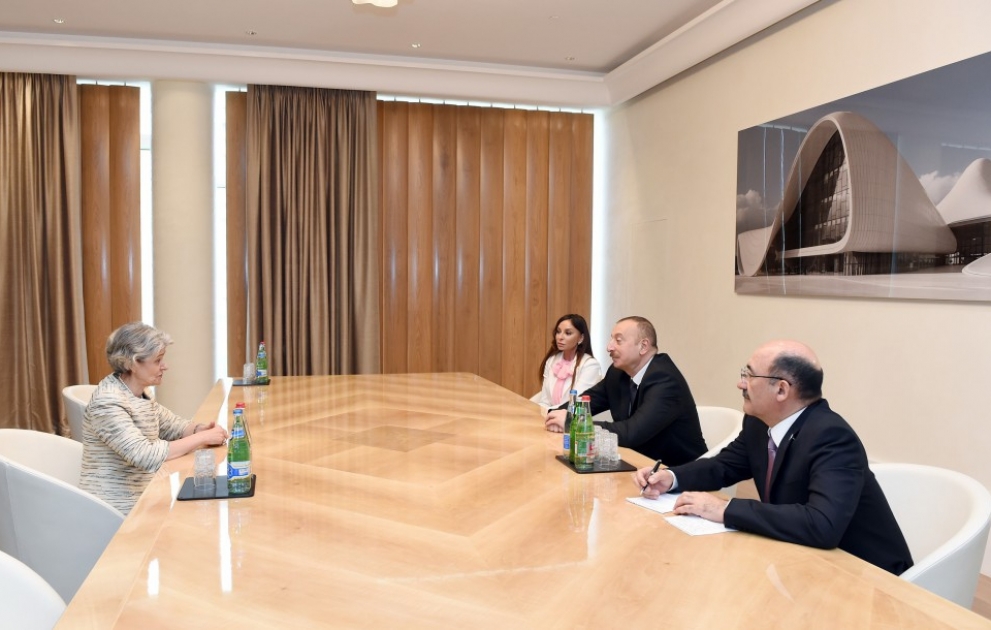 President Ilham Aliyev and first lady Mehriban Aliyeva met with UNESCO Director General VIDEO