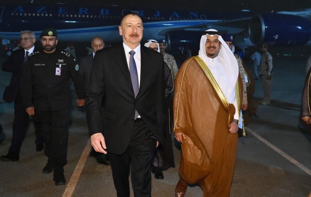 President Ilham Aliyev arrived in Saudi Arabia for visit VIDEO