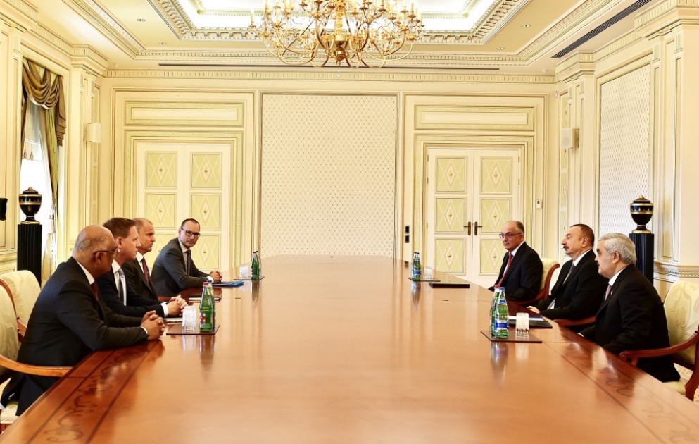 Präsident Ilham Aliyev empfängt eine Delegation um Exekutiv-Vizepräsidenten von Statoil VIDEO